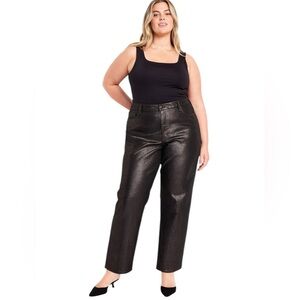 Old Navy Women’s High Waisted OG Shine Loose Jeans Size 22 Black Shine Holiday